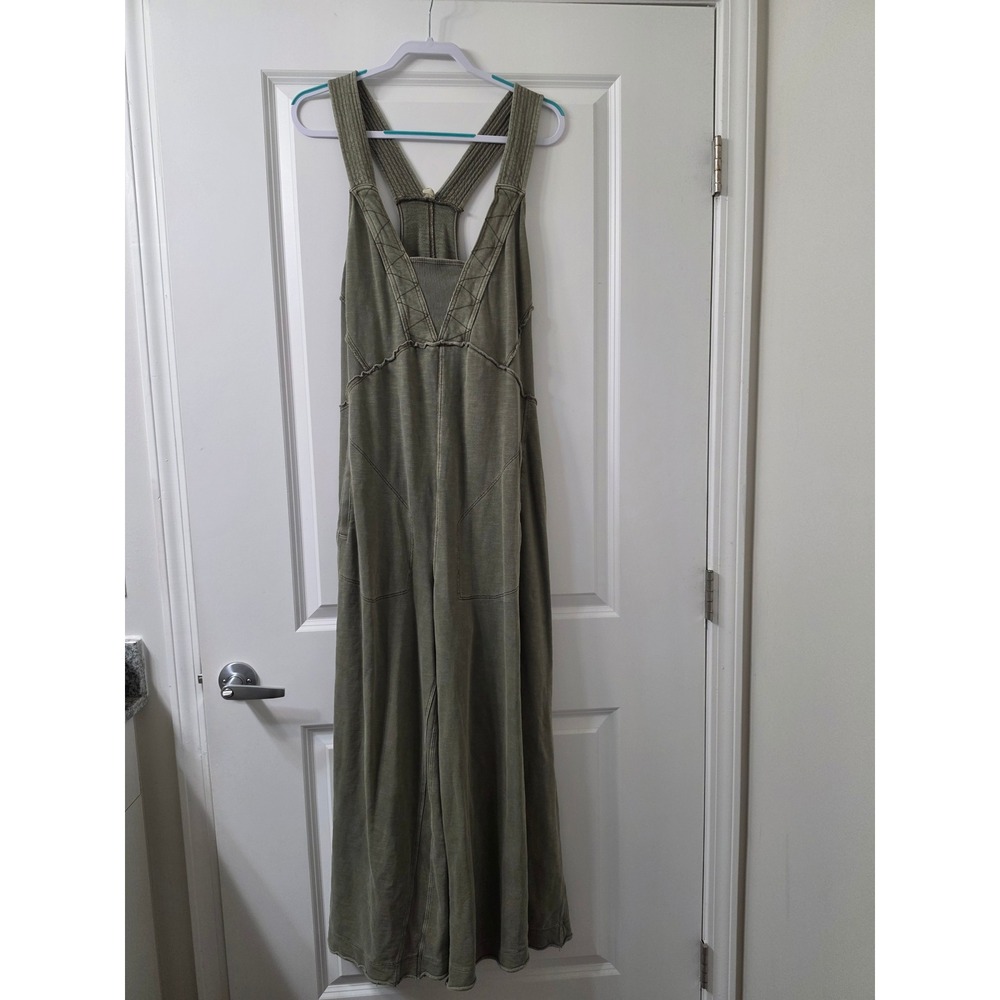 Daily Practice Anthropologie Olive Green Wide Leg Jumpsuit XL Sleeveless Pockets